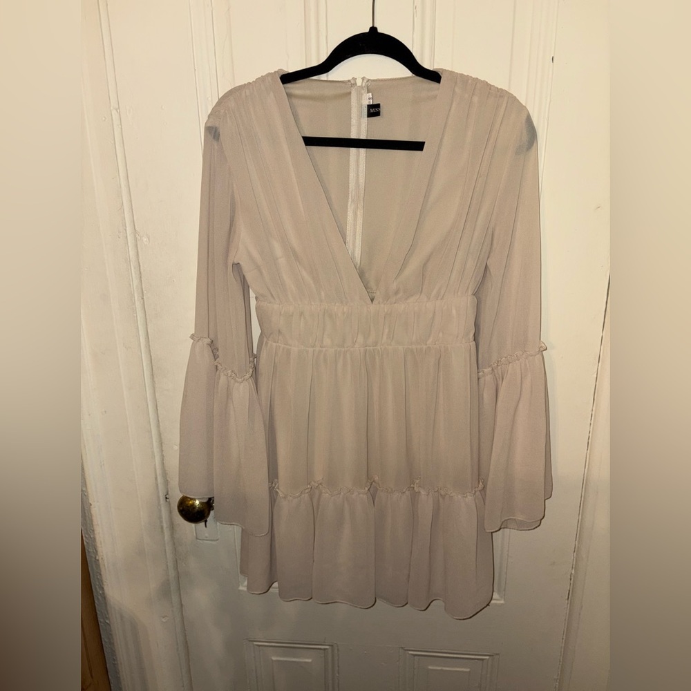 Nude long sleeve dress